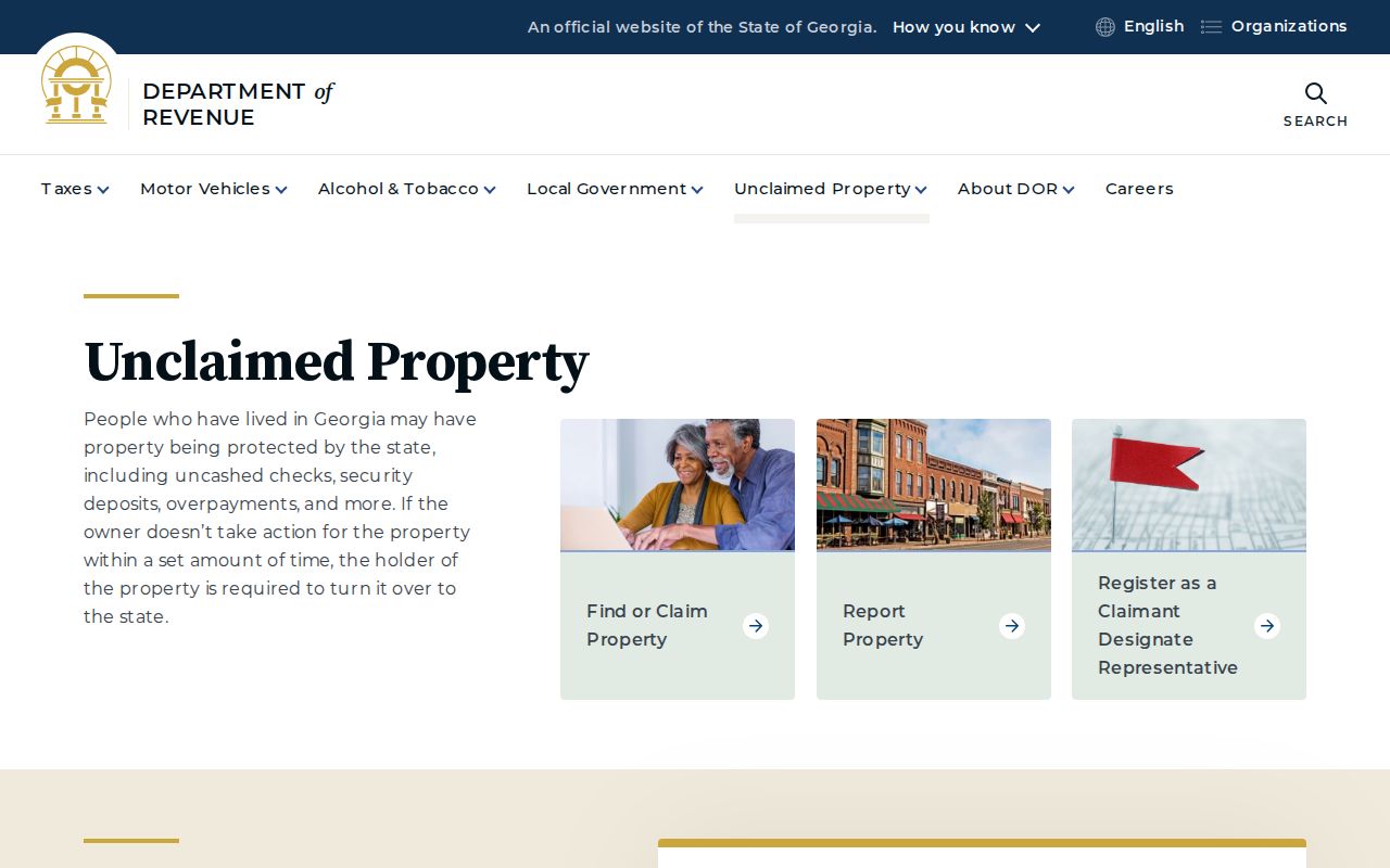 Georgia unclaimed property portal for McDonough name searches