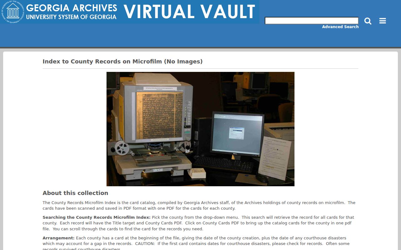 Georgia Archives county microfilm index for older Henry County address records