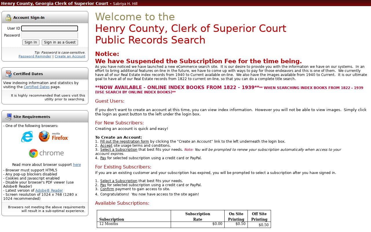 McDonough street directory Henry County deed index